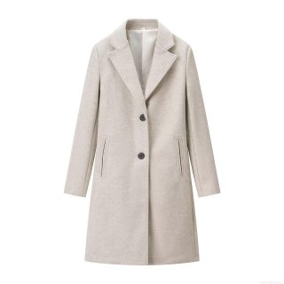 Women's Elegant Long Woolen Coat Single Breasted Polyester Overcoat Autumn Winter Loose Fit Lapel Outerwear Solid Color Casual Commuter Jacket For Women
