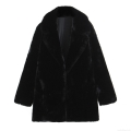 Women's Faux Fur Mid-length Coat Warm Winter Overcoat With Lapel Collar Streetwear Faux Fur Jacket For Women Outwear Solid Black