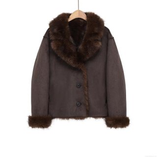 Women's Faux Shearling Reversible Jacket Winter Warm Faux Fur Collar Suede Coat Casual Short Outerwear For Women Streetwear Fashion