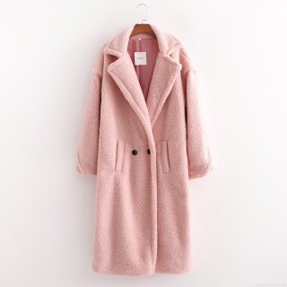 Women's Mid-Long Teddy Bear Coat Thickened Lambswool Faux Fur Jacket Oversized Turn-Down Collar Loose Overcoat Warm Winter Outwear For Women Streetwear
