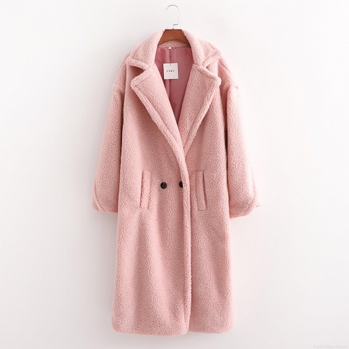 Women's Mid-Long Teddy Bear Coat Thickened Lambswool Faux Fur Jacket Oversized Turn-Down Collar Loose Overcoat Warm Winter Outwear For Women Streetwear