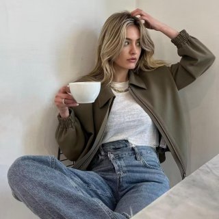 Women Fashion Lapel Collar Zipper Jacket Loose Solid Color Long Sleeve Baseball Uniform Outerwear Street Style Coat For Spring Autumn