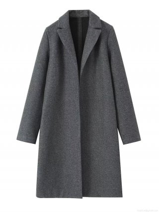 Women's Elegant Long Woolen Coat Autumn Winter Solid Color Loose Notch Lapel Overcoat British Style Trench Coat For Women Casual Office Commute Outwear