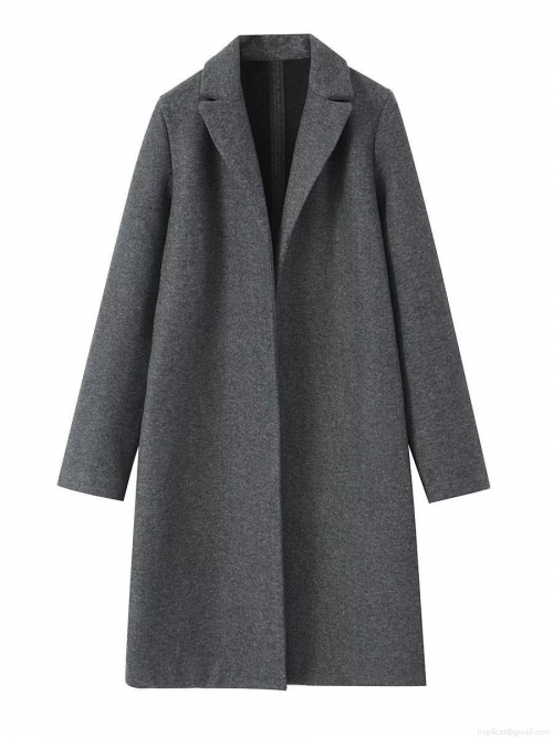 Women's Elegant Long Woolen Coat Autumn Winter Solid Color Loose Notch Lapel Overcoat British Style Trench Coat For Women Casual Office Commute Outwear