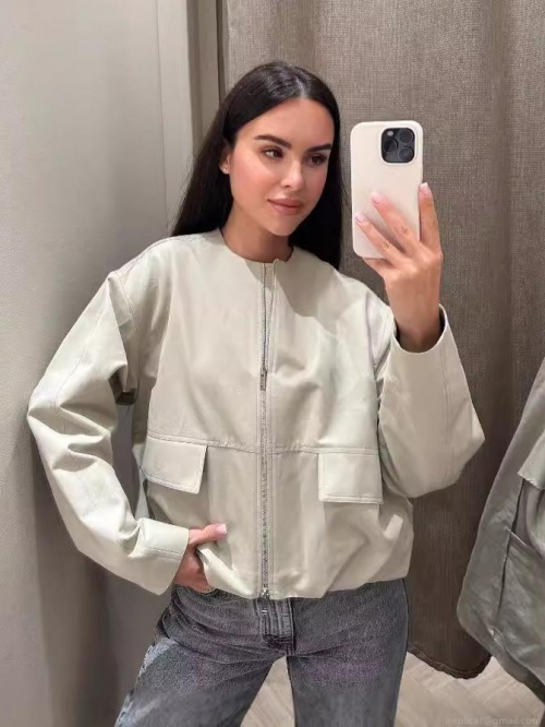 Women's Jacket 100% Polyester Solid Color Zipper Fly Lightweight Bomber Coat Streetwear Outdoor Casual Loose Fit Outwear With Pockets For Ladies