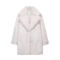 Women's Faux Fur Coat Luxury Long Sleeve Lapel Mid-Length Warm Plush Outerwear Jacket For Winter Streetwear Thick Shaggy Faux Fur Overcoat