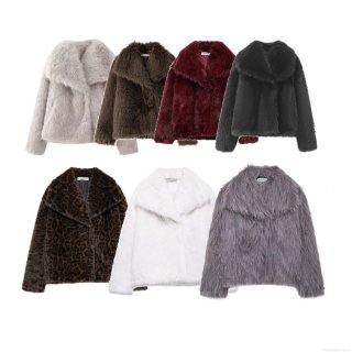 Women's Faux Fur Jacket Thick Warm Winter Coat Long Sleeve Lapel Collar Single Breasted Solid Color Leopard Pattern Faux Fur Outwear For Women
