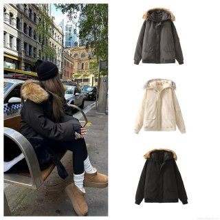 Women's American Retro Hooded Parka With Faux Fur Collar Thicken Warm Polyester Cotton Padded Jacket Streetwear Winter Coat