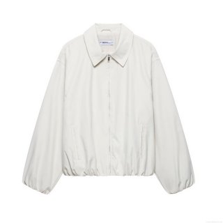 Women's Loose Zip-Up Jacket 100% Polyester Solid Color Turn-Down Collar Long Sleeve Outerwear Casual Streetwear Baseball Uniform Coat Spring Fall Fashion