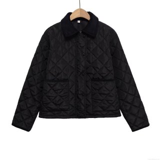 Women's Diamond Quilted Cotton Jacket Polyester Padded Warm Lapel Long Sleeve Single Breasted Coat Fall Winter Casual Street Style Outerwear With Pockets