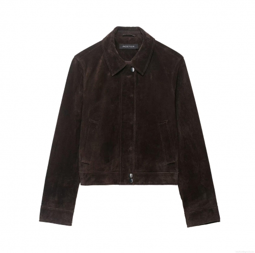 Women's Suede Jacket Lapel Collar Long Sleeve Button Up Casual Streetwear Outerwear For Autumn Winter Deep Brown Solid Color Soft Texture Fashion Coat