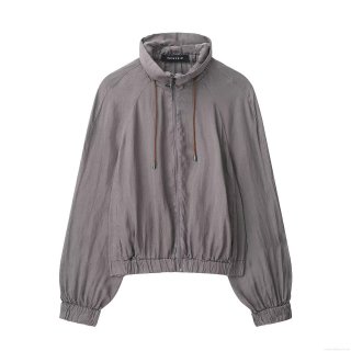 Women's European Style Stand Collar Long Sleeve Zipper Jacket Lightweight Solid Color Baseball Uniform With Drawstring Hem Casual Streetwear Autumn Outerwear