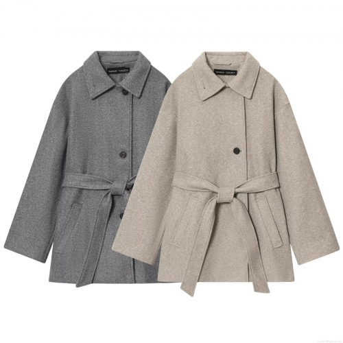 Women's Mid-length Woolen Coat Elegant Lapel Single-Breasted Overcoat With Belt Autumn Winter Warm Outwear Jacket For Women Streetwear