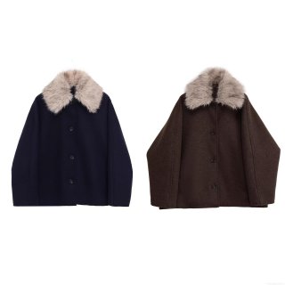 Women's European Style Woolen Coat With Detachable Faux Fur Collar Warm Single Breasted Mid Length Jacket For Autumn Winter Fashion Streetwear Ladies Outerwear