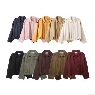 Women's Faux Suede Lapel Jacket Solid Color Long Sleeve Zipper Up Casual Streetwear Fall Winter Baseball Coat Outwear With Epaulets