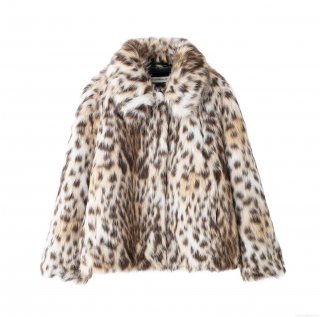 Women's Fashion Leopard Print Faux Fur Jacket Streetwear 100% Polyester Lapel Long Sleeve Winter Warm Coat With Pockets For Women