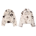 Women's Faux Fur Animal Print Jacket Lapel Long Sleeve Polyester Button Short Coat Outerwear Cow Print Autumn Winter Streetwear