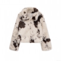 Women's Fashion Cow Print Faux Fur Jacket Thick Warm 100% Polyester Lapel Zipper Short Coat For Autumn Winter Streetwear Ladies Chic Outwear