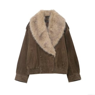 Women's Faux Fur Suede Jacket Oversized Double Breasted Warm Furry Lapel Winter Coat Outerwear Streetwear Casual Outerwear For Women