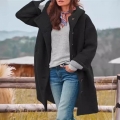 Women's Casual Long Hooded Coat Polyester Fleece Loose Outerwear Long Sleeve Button Up Jacket For Autumn Winter Ladies Simple Style