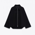 Women's Winter Loose Mixed Polyester Spandex Jacket With Double Zipper Lapel Collar Long Sleeve Solid Color Pocket Casual Fashion Outerwear For Women Daily Wear