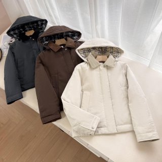 Women Winter Hooded Cotton Padded Jacket Corduroy Collar Splicing Plaid Lining Thick Warm Casual Outerwear Zipper Windproof Coat For Women