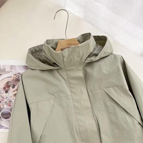 Women's Hooded Windbreaker Jacket Water Resistant Nylon Polyester Blend Casual Loose Lightweight Outerwear For Outdoor Hiking Travel Spring Autumn Winter