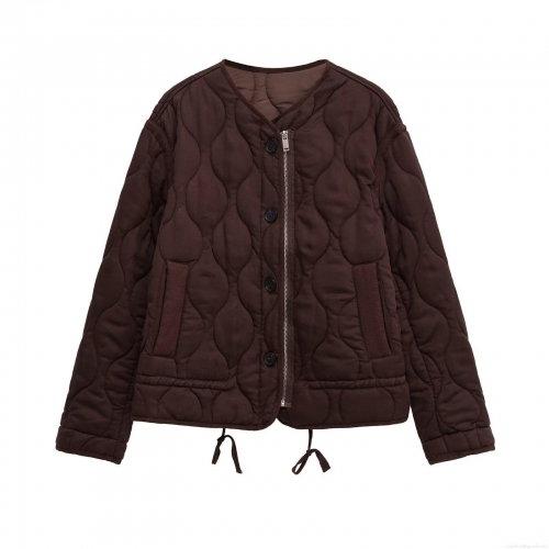 Women's Quilted Jacket Polyester Spandex Blend Drawstring Loose Padded Coat For Daily Casual Outdoor Wear Long Sleeve Fashion Outerwear