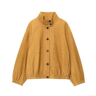 Women Fashion Faux Leather Bomber Jacket Casual Stand Collar Button Down Long Sleeve Coat With Elastic Hem For Fall Winter