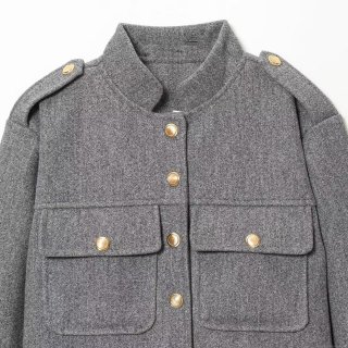 Women's Elegant Wool Blend Short Jacket Elegant Stand Collar Solid Color Coat With Gold Buttons Commute Casual Outerwear For Women Lady