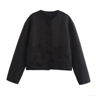 Women's Floral Embroidery Jacket Round Neck Single Breasted Padded Button Outerwear Pockets Jacquard Textured Polyester Spandex Casual Winter Coat