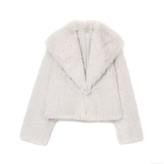 Women's Short Faux Fur Coat Fashion Lapel Long Sleeve Fluffy Jacket Winter Warm Spandex Blended Casual Outerwear for Ladies