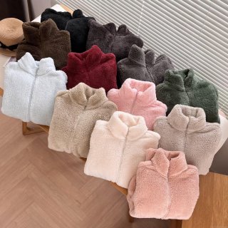 Women's Fashion Winter Sherpa Fleece Jacket Stand Collar Full Zip Thick Thermal Warm Outerwear Casual Solid Color Long Sleeve Fleece Coat For Cold Weather Ladies Daily Streetwear