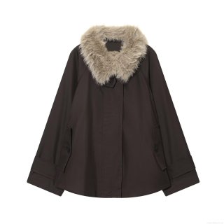 Women's Casual Waterproof Parka Jacket With Faux Fur Collar Loose Mid-Length Long Sleeve Autumn Winter Warm Outerwear Coat