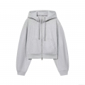 Women's Winter Hooded Zip-up Jacket Loose Fit Soft Silk Cotton Felt Fabric Coat Casual Fashion Long Sleeve Outerwear with Pockets for Daily Commute