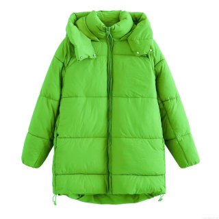 Women's Winter Hooded Cotton-Padded Jacket Polyester Spandex Quilted Windproof Warm Middle-Length Coat For Daily Outdoor Casual Wear