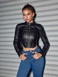 Women Punk PU Leather Short Jacket Stand Collar Slim Fit Long Sleeve Motorcycle Biker Outwear Autumn Streetwear Fashion Crop Top Windproof Coat