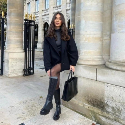 Women's Casual Wool Blend Jacket Loose Single-Breasted Lapel Coat Autumn Winter Mid-Length Outerwear With Pockets For Commuting Office