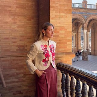 Women's Elegant Floral Embroidery Jacket Short Long Sleeve Mandarin Collar Polyester Ethnic Style Casual Outerwear For Ladies