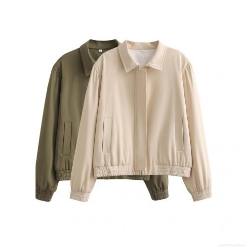 Women's Oversized Pilot Jacket Vintage Distressed Polyester Coat Casual Long Sleeve Zipper Bomber Jacket Outerwear For Ladies Winter Fashion