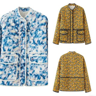 Women's Ethnic Floral Print Quilted Padded Jacket Vintage Stand Collar Long Sleeve Warm Outerwear Coat For Winter Daily Travel Comfortable Polyester Cotton Fill Lightweight Jacket For Ladies