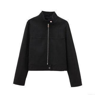 Women Short Bomber Jacket English Twill Stand Collar Zipper Slim Coat Casual Urban Outdoor Outerwear For Ladies Spring Autumn