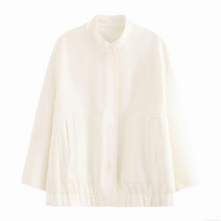 Women's Minimalist Bomber Jacket Solid Color Stand Collar Short Crop Coat With Full Zip And Elastic Hem Casual Lightweight Outerwear For Ladies