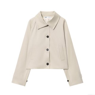 Women's Short Trench Coat Jacket Casual Solid Color Lapel Long Sleeve Single Breasted Cotton Blend Windbreaker For Daily Fashion Ladies