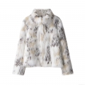 Women's Fashion Casual Leopard Spotted Faux Fur Coat Short Stand Collar Long Sleeve Elegant Plush Outerwear For Autumn Winter Women