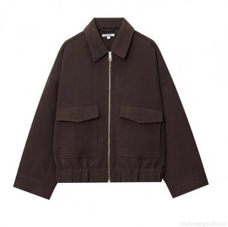 Women's Casual Loose Utility Jacket With Large Flap Pockets Solid Color Zipper Lapel Polyester Long Sleeve Outerwear Streetwear Woven Coat