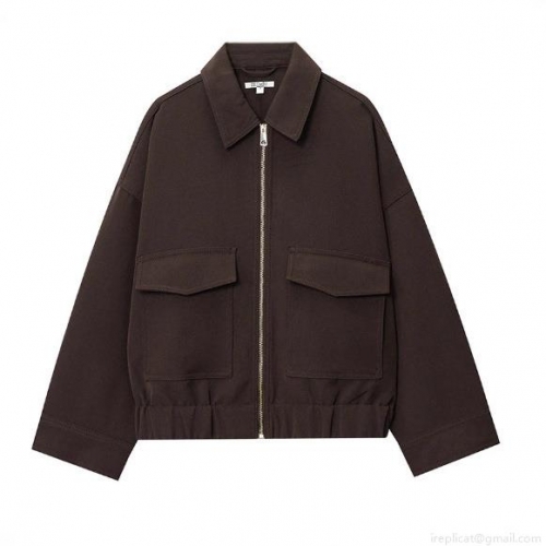 Women's Casual Loose Utility Jacket With Large Flap Pockets Solid Color Zipper Lapel Polyester Long Sleeve Outerwear Streetwear Woven Coat