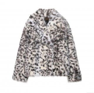 Women's Leopard Print Faux Fur Jacket Winter Warm Loose Fit Lapel Long Sleeve Polyester Plush Coat Streetwear Fashion Casual Animal Print Outerwear