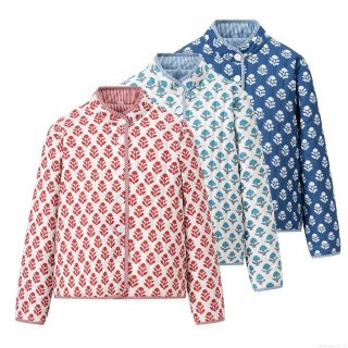 Women's Vintage Ethnic Quilted Floral Print Jacket Stand Collar Cotton Padded Coat Single Breasted Warm Long Sleeve Outerwear For Travel Casual Women