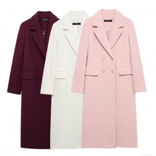 Women's Elegant Long Woolen Blend Coat Double Breasted Suit Collar Winter Warm Overcoat Fashion Outwear For Office Lady Casual Streetwear High Quality